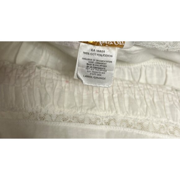 Barbizon Vintage Night Gown White Cotton Embroidered Flowers L - Picture 6 of 8